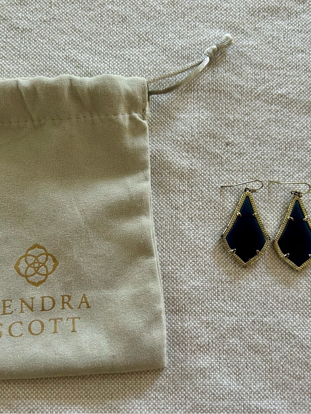 Kendra Scott Navy and Gold Drop Earrings